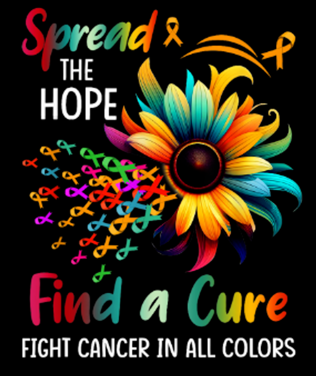 Spread the Hope, Find the Cure Flower Breast Cancer - custom DTF transfer