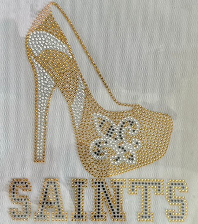 Saints large heel with text Football Rhinestone Transfer