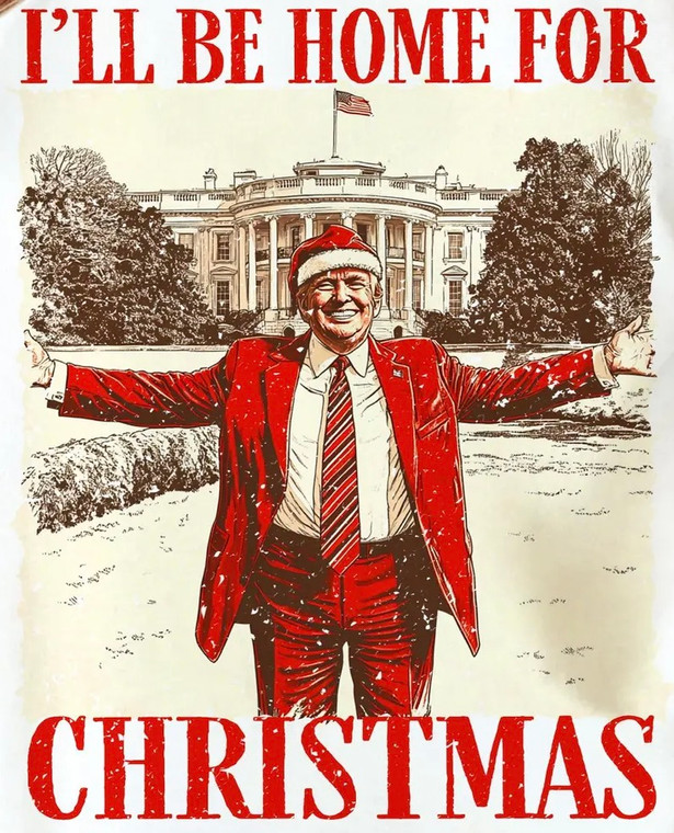 (2 Qty) Trump red-I'll be home for Christmas - custom DTF transfer