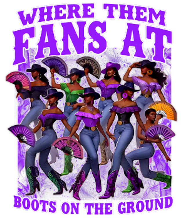 (Purple) Three Girls Line Dancing, Where Them Fans At - custom DTF transfer