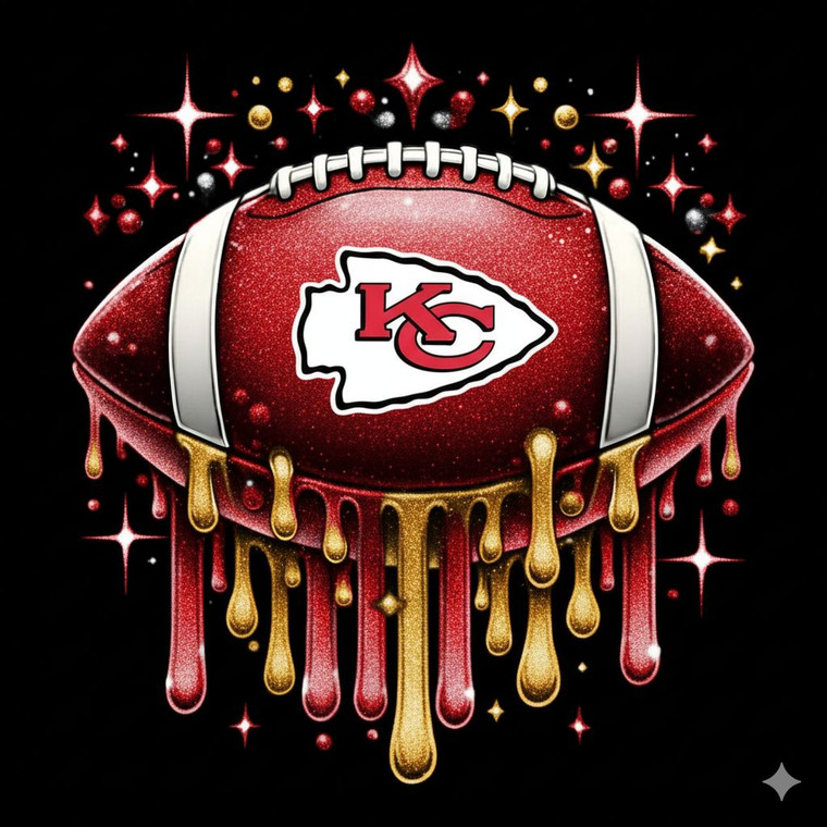 (2 Qty) KC Chiefs Football Dripping - custom DTF transfer (2 Qty) KC Chiefs Football Dripping - custom DTF transfer