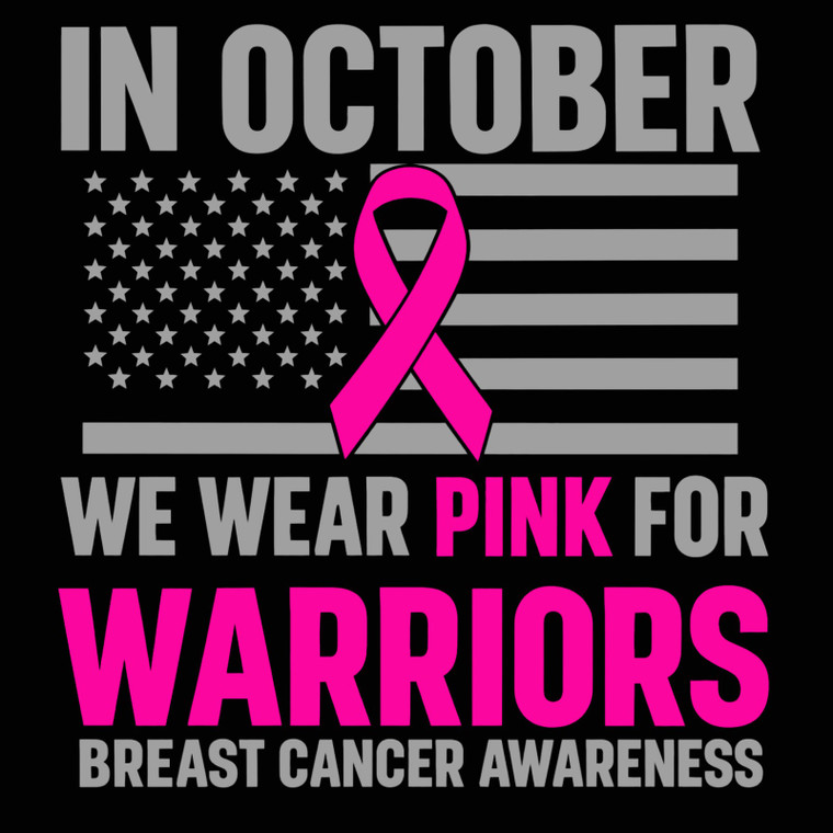 (2 qty) In October we wear pionk for Warriors Breast Cancer awareness Ribbon - DTF transfer