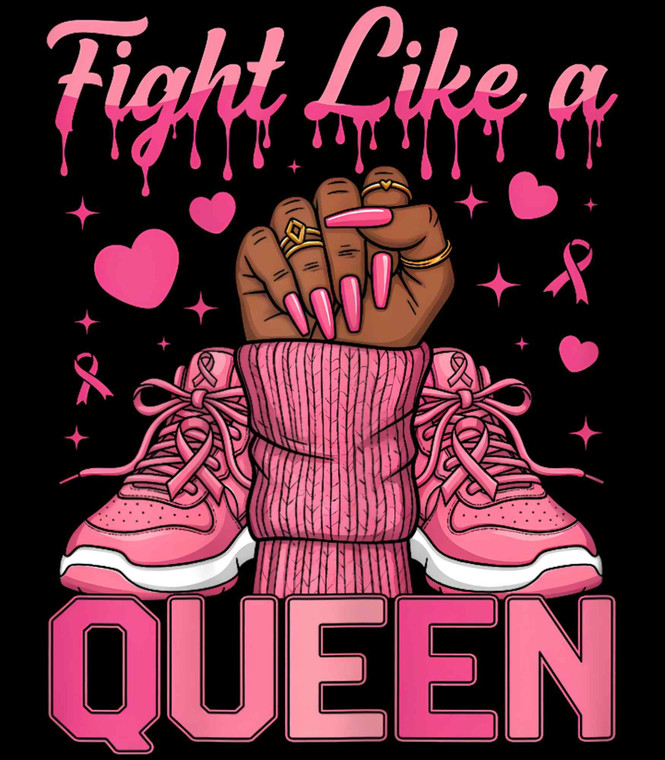 Fight Like A Queen Hand With Shoes breast cancer Awareness - DTF transfer