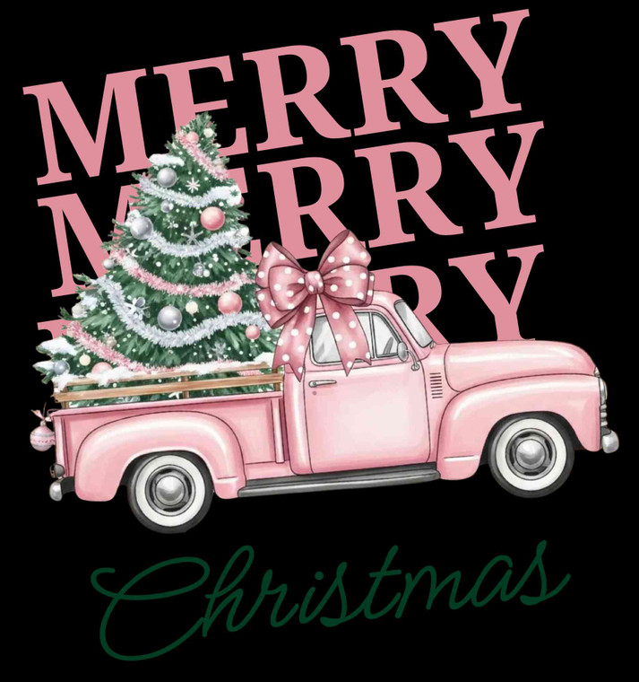 (2 Qty) Merry Merry Merry Christmas Pink DTF transfer