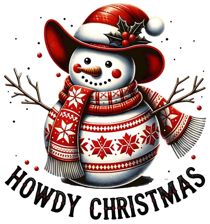 (2 Qty) Howdy Christmas Snowman DTF transfer
