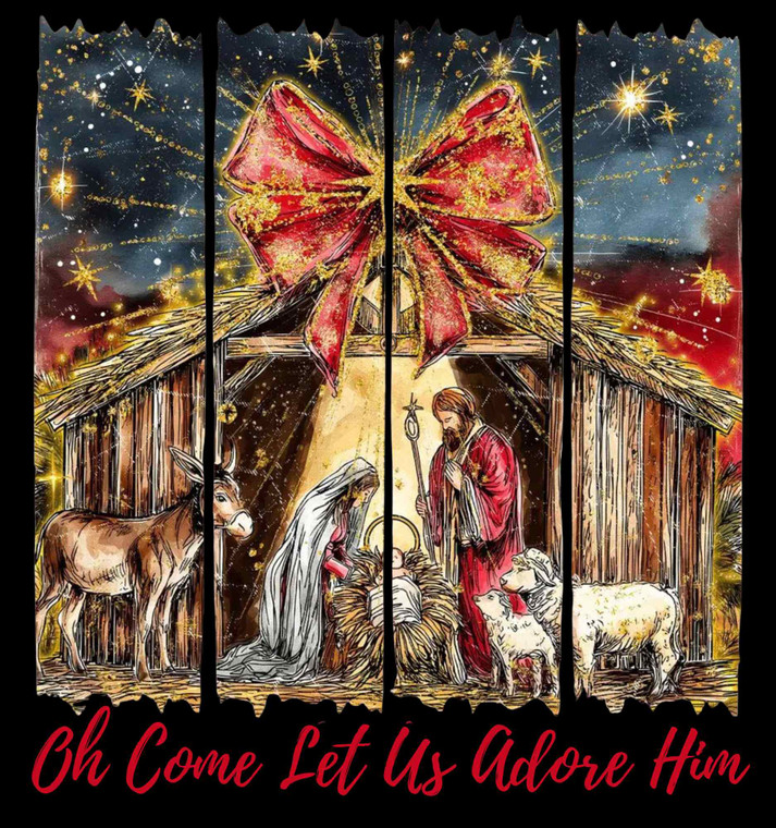 (2 Qty) Oh Come Let Us Adore Him DTF transfer