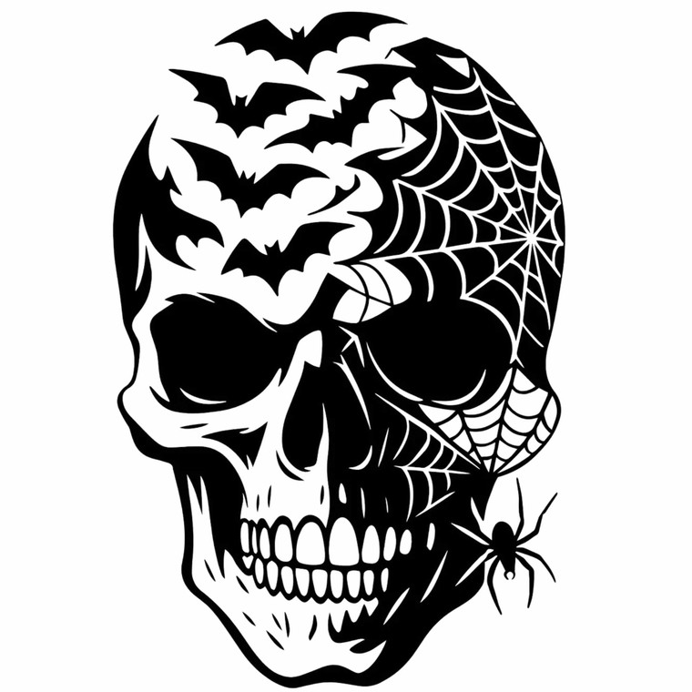 (2 Qty) Black Skull Halloween DTF transfer