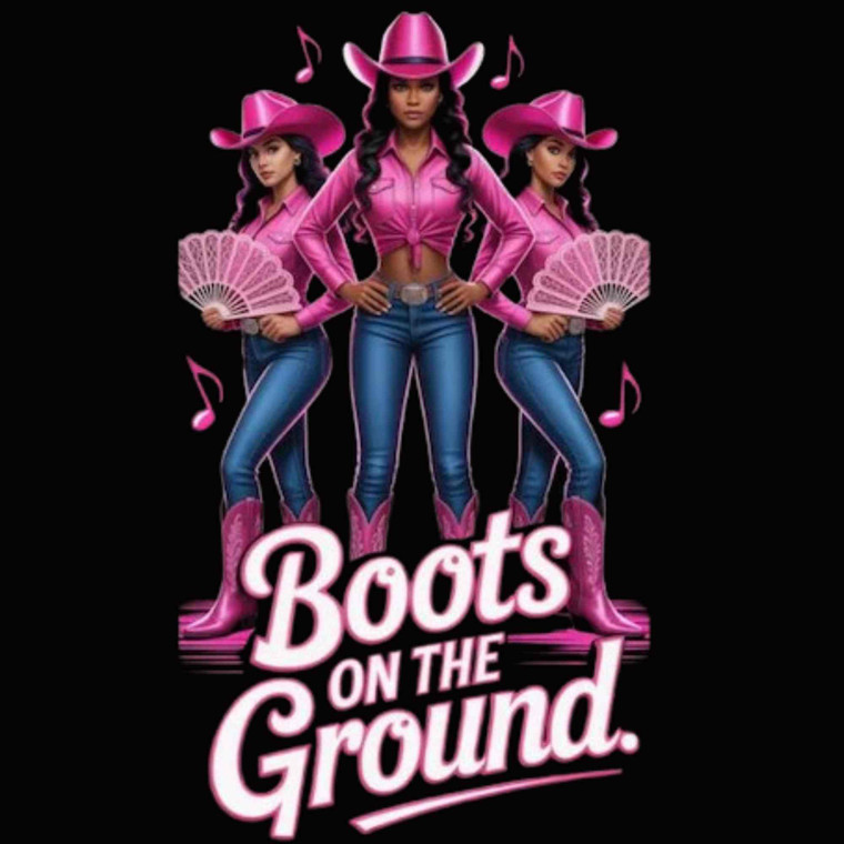 (2 Qty) Pink Cow Girls Boots on the Ground - custom DTF transfer
