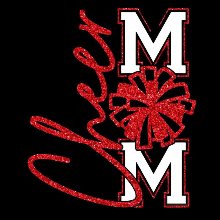 (2 Qty) Cheer Mom Red Glitter DTF transfer