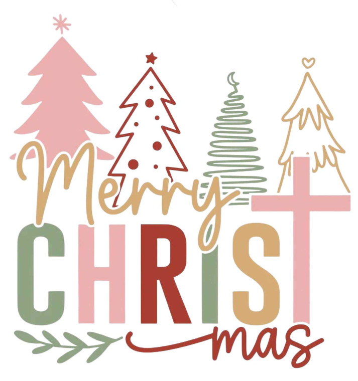 (2 Qty) Merry Christ Mas DTF transfer (2 Qty) Merry Christ Mas DTF transfer