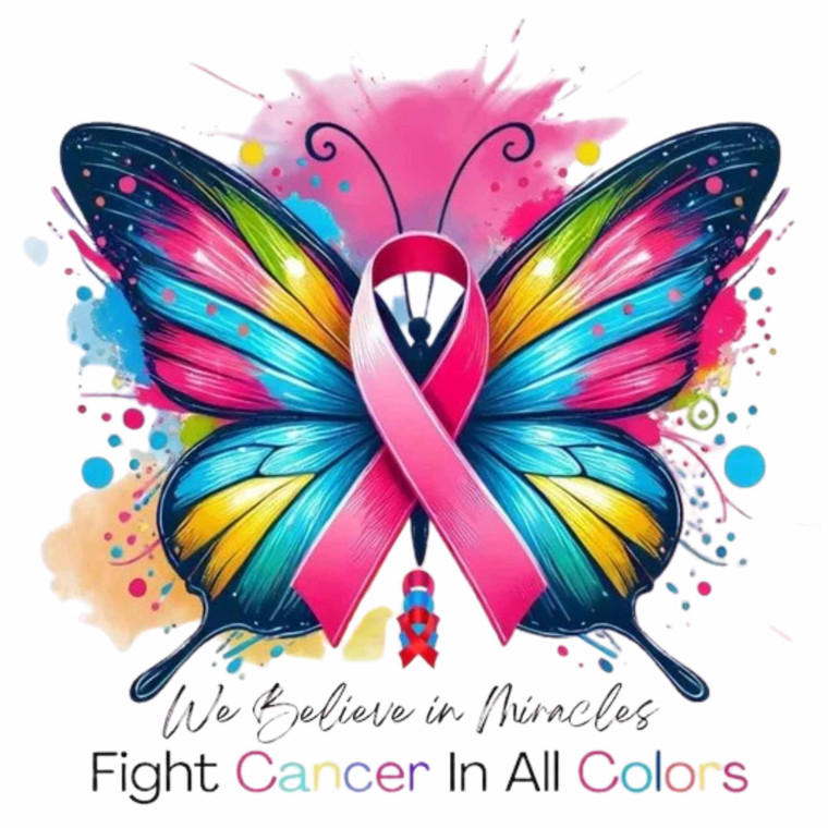 (2 Qty) Fight Cancer In All Colors - Custom DTF transfer