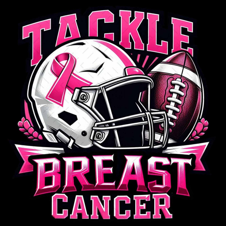 (2 Qty) Pink Tackle Breast Cancer Awareness - Custom DTF transfer