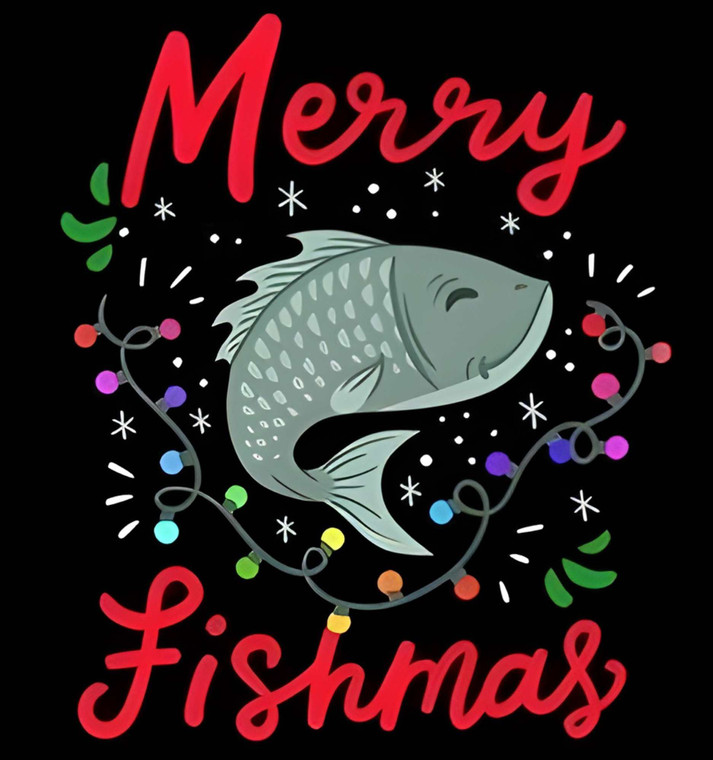 (2 Qty) Merry Fishmas Lights Christmas DTF transfer (2 Qty) Merry Fishmas Lights Christmas DTF transfer