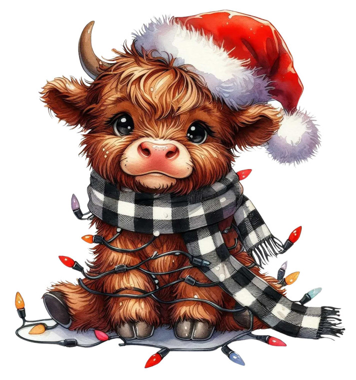 (2 Qty) Cute Cow With Scarf DTF transfer (2 Qty) Cute Cow With Scarf DTF transfer