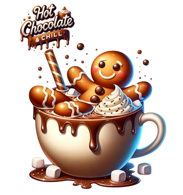 (2 Qty) Hot Chocolate & Chill Christmas DTF transfer (2 Qty) Hot Chocolate & Chill Christmas DTF transfer
