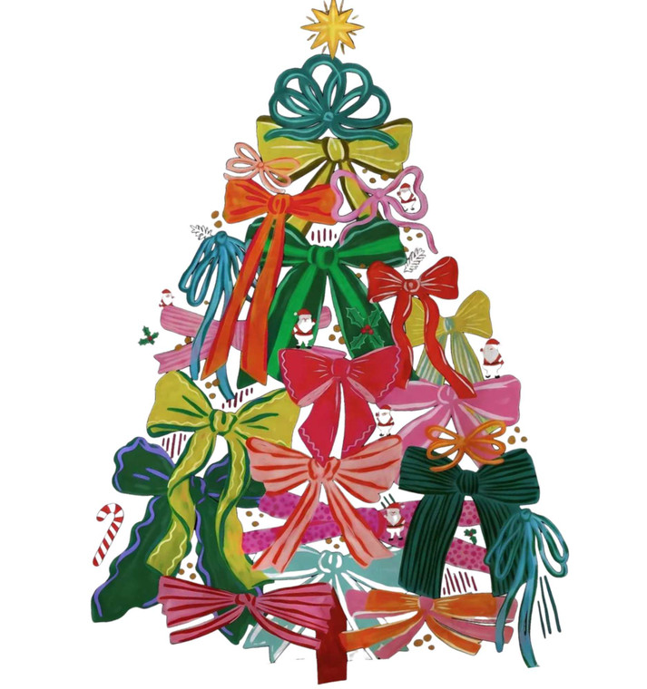 (2 Qty) Colorful Bow Tree Christmas DTF transfer