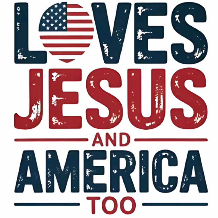 (2 Qty) Loves Jesus And America Too - DTF transfer (2 Qty) Loves Jesus And America Too - DTF transfer