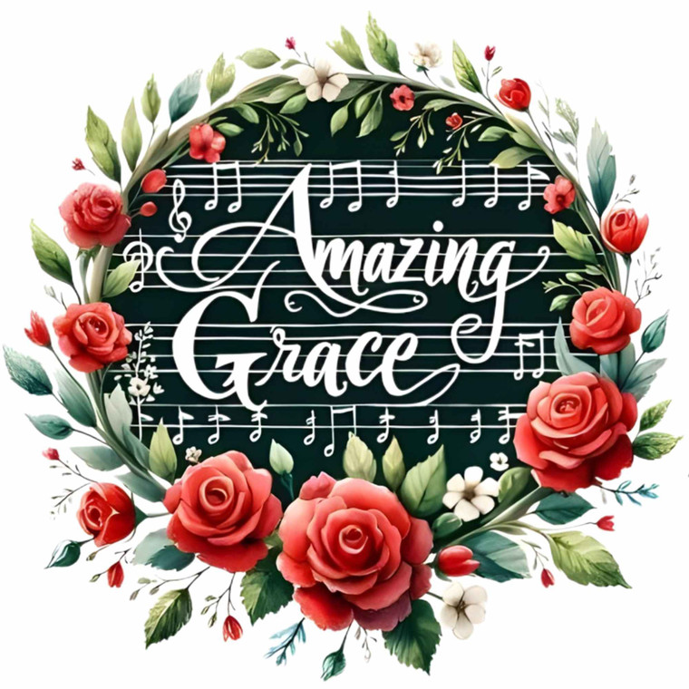 (2 Qty) Amazing Grace Music - DTF transfer