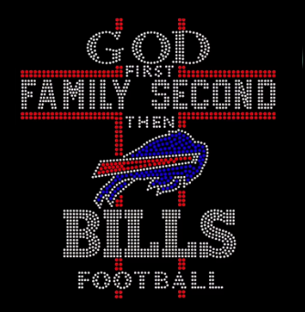 God First Family BILLS football Sports Custom Rhinestone Transfer