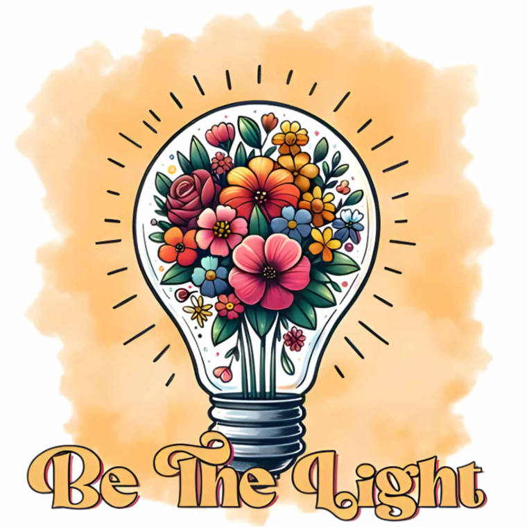 (2 Qty) Be The Light Flower Bulb DTF transfer