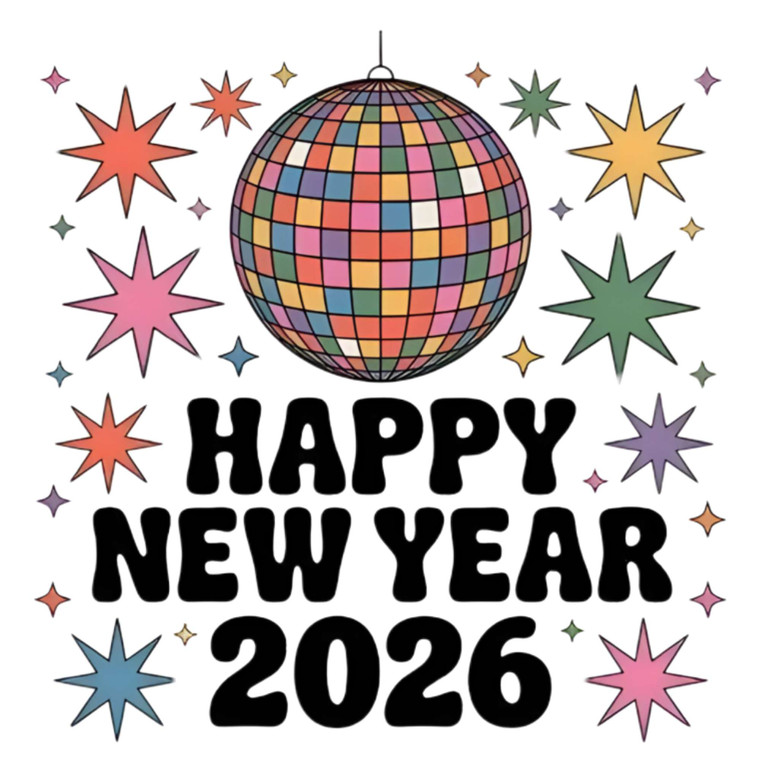 (2 Qty) Happy New Year 2026 DTF transfer