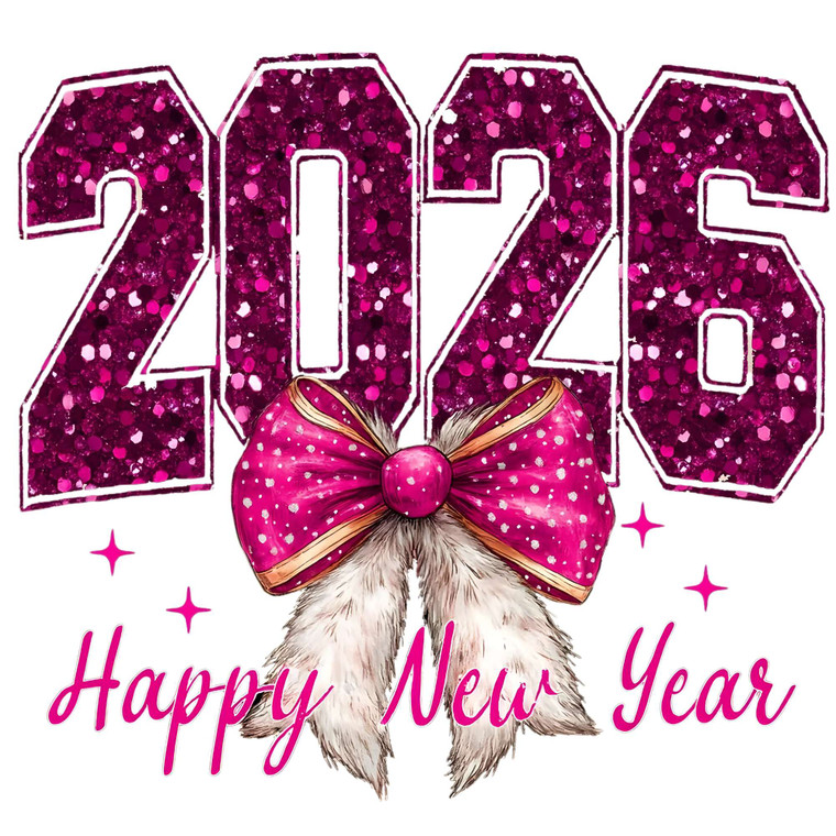 (2 Qty) 2026 Gilliter Happy New Year DTF transfer