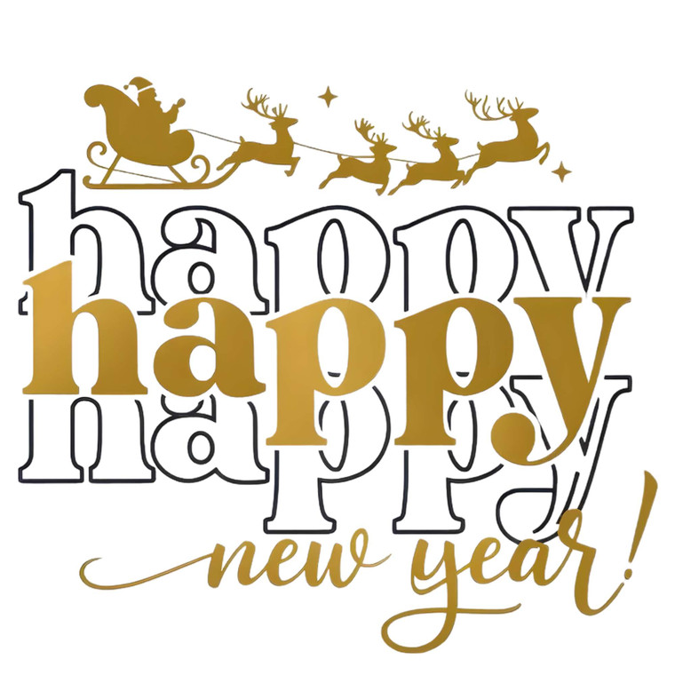 (2 Qty) Happy Happy Happy New Year DTF transfer