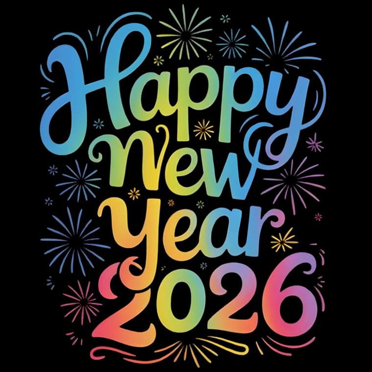 (2 Qty) Happy New Year 2026 Retro DTF transfer