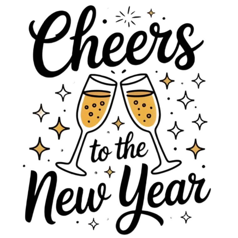 (2 Qty) Cheers To The New Black DTF transfer