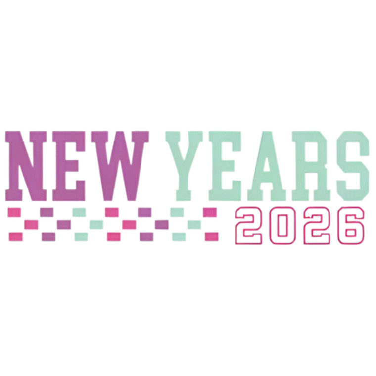 (2 Qty) New Year 2026 Pink Purple Retro DTF transfer