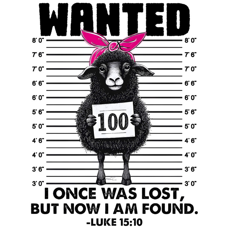 (2 Qty) Wanted I Once Was Lost But Now I Am Found DTF transfer