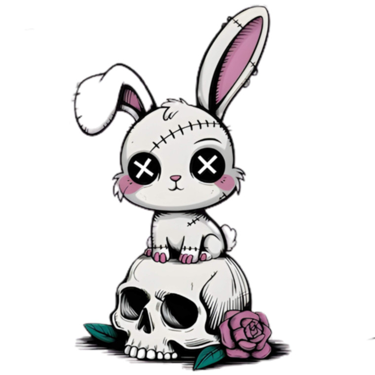 (2 Qty) Scary Rabbit And Skull DTF transfer