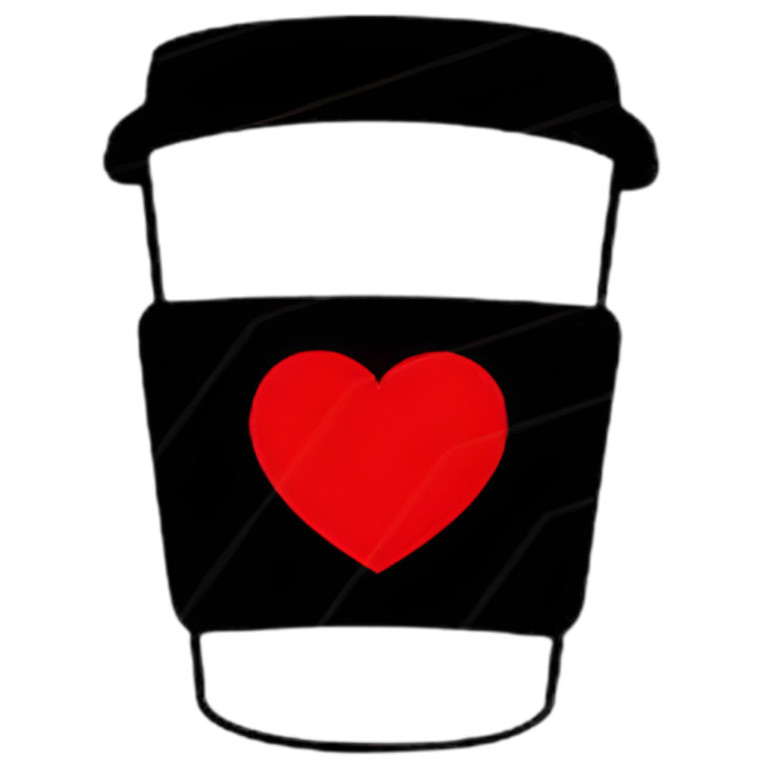(2 Qty) Coffee Cup Red Heart DTF transfer