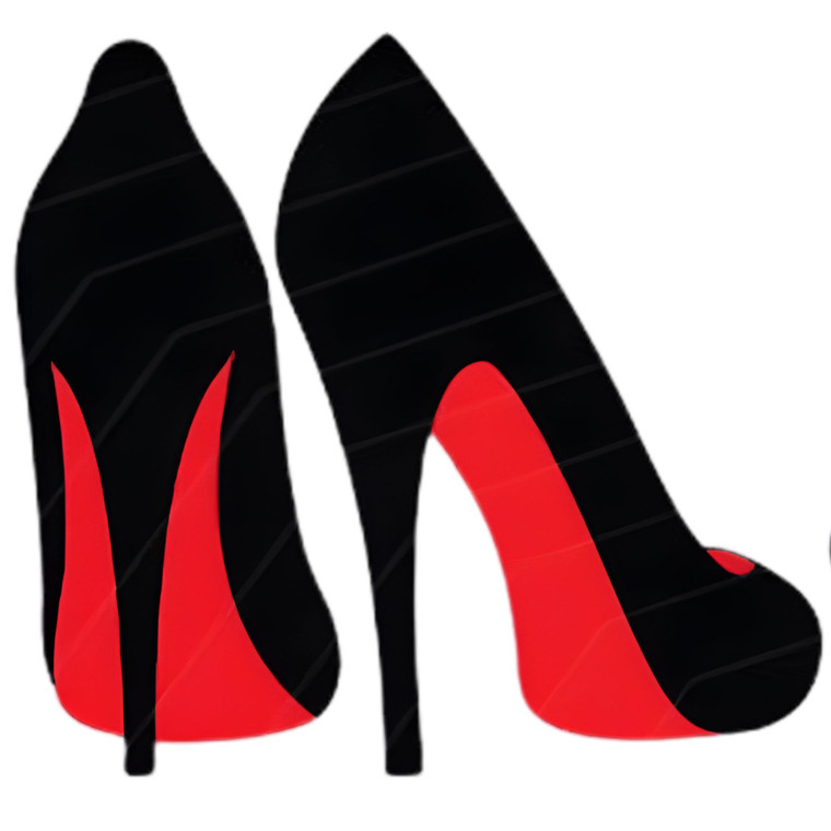 (2 Qty) Red And Black Pointer High Heels Backwards DTF transfer