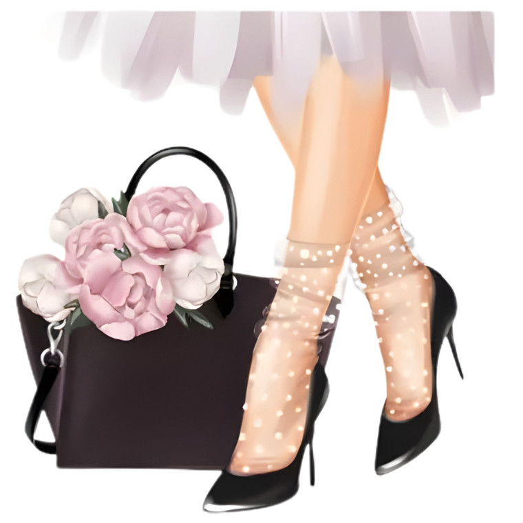 (2 Qty) White Skirt High Heel DTF transfer