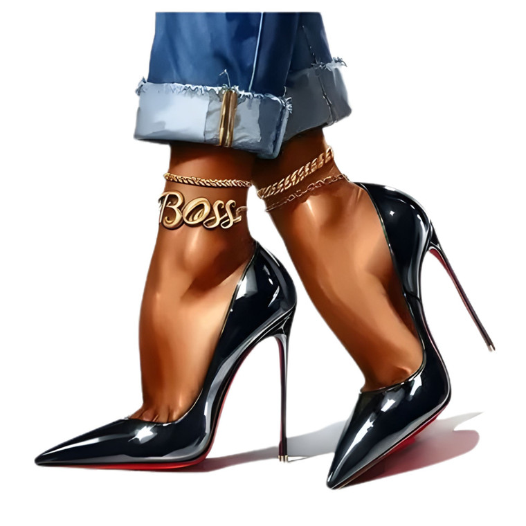 (2 Qty) Blue Jeans Boss High Heel DTF transfer