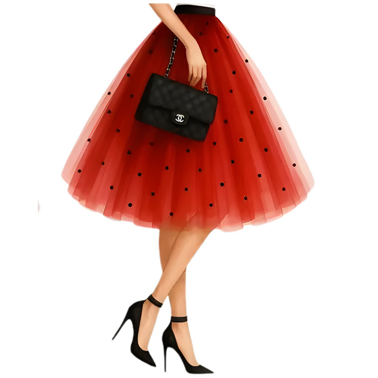 (2 Qty) Red Net Skirt High Heel DTF transfer