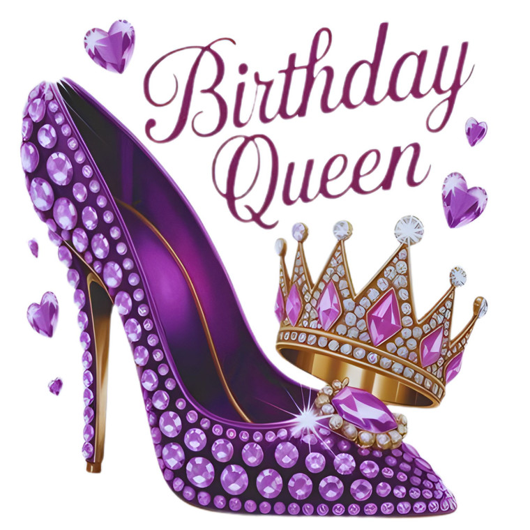 (2 Qty) Birthday Queen Purple Heel DTF transfer