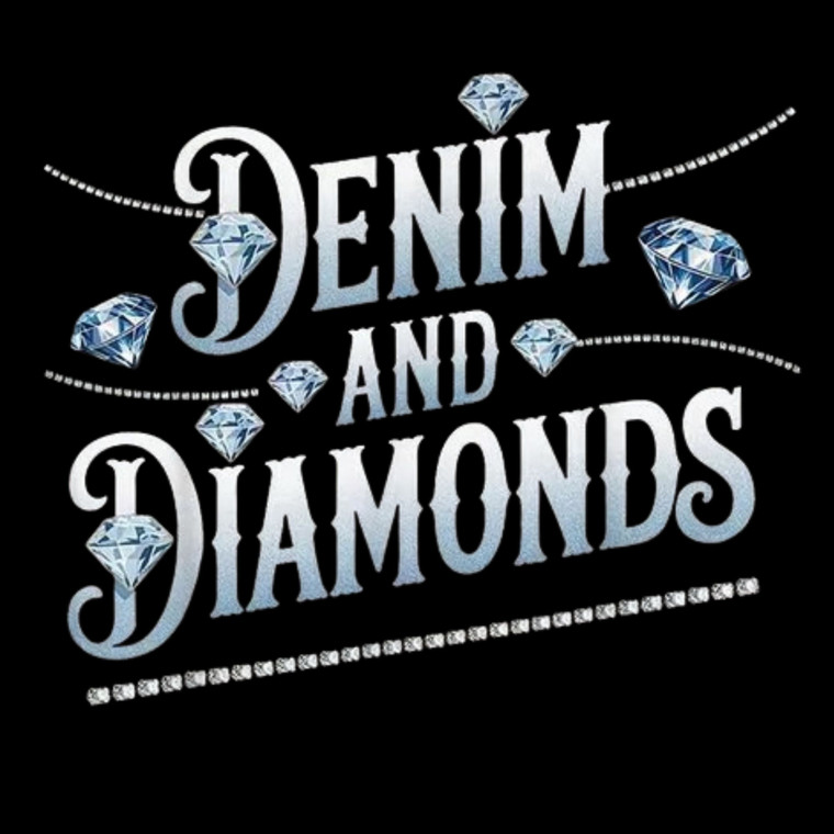 (2 Qty) Denim Daimond Crystal DTF transfer