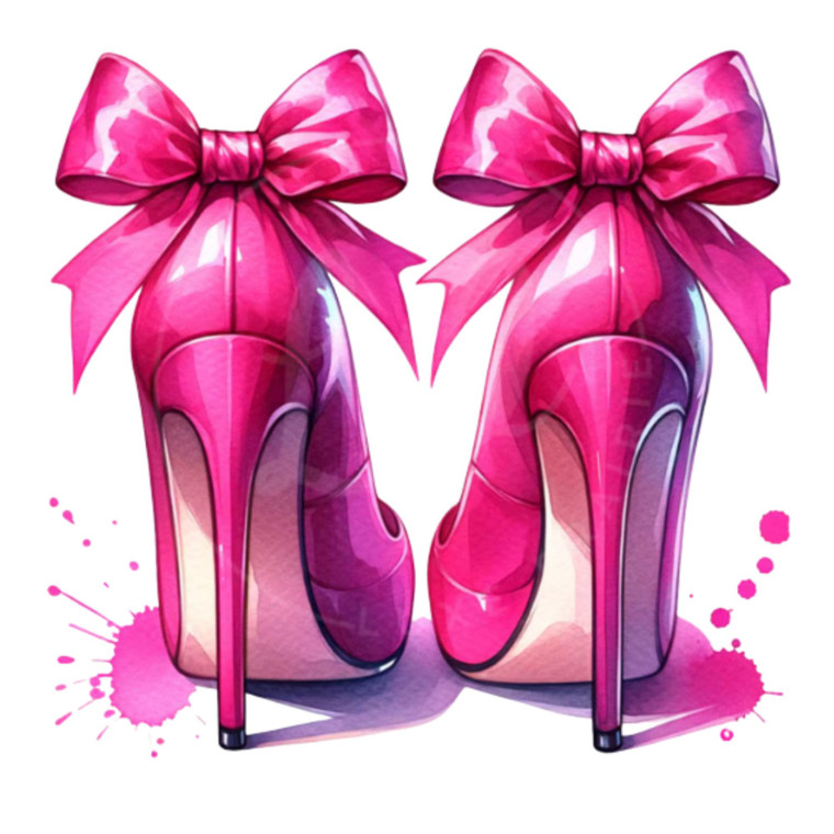 (2 Qty) Pink Ribbion High Heels DTF transfer