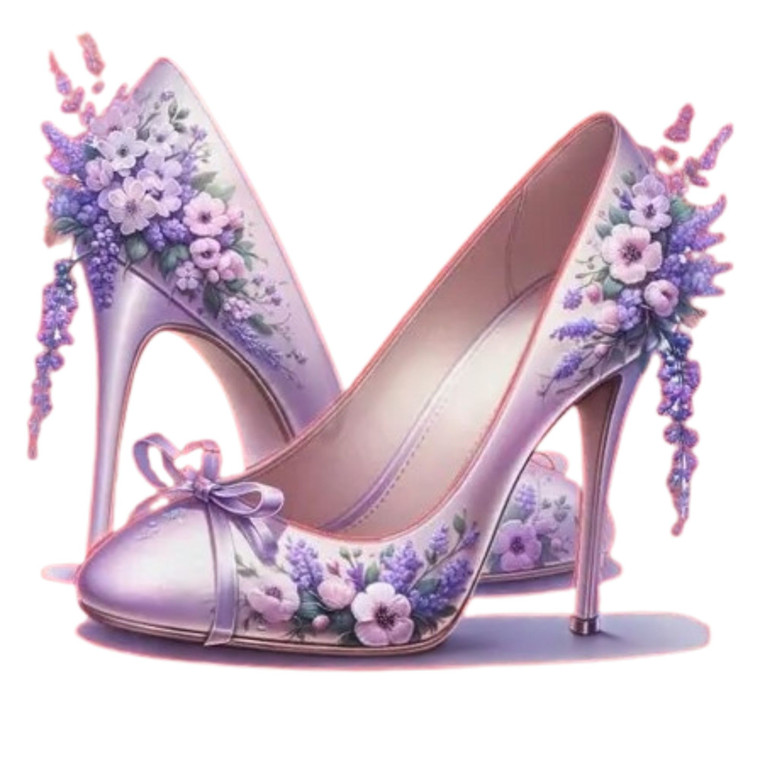 (2 Qty) Purple Flower Heels DTF transfer