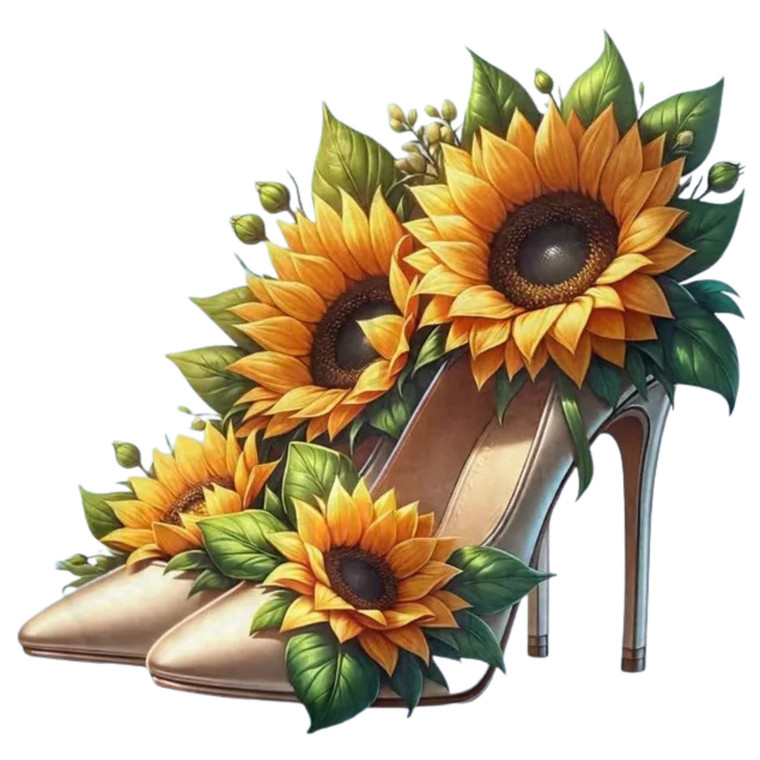 (2 Qty) Sun Flower Beige Heels DTF transfer