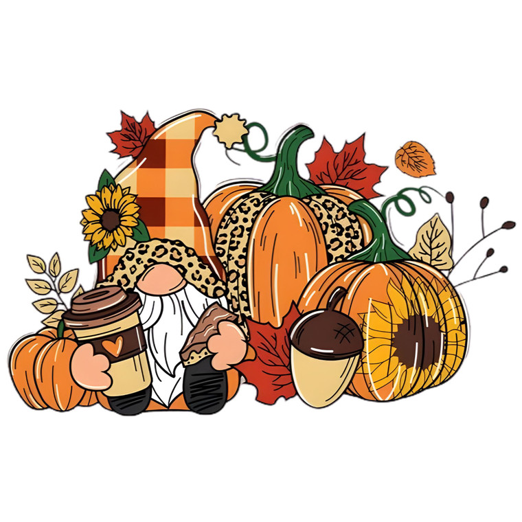 (2 Qty) Thanksgiving Pumpkin Sunflower DTF transfer