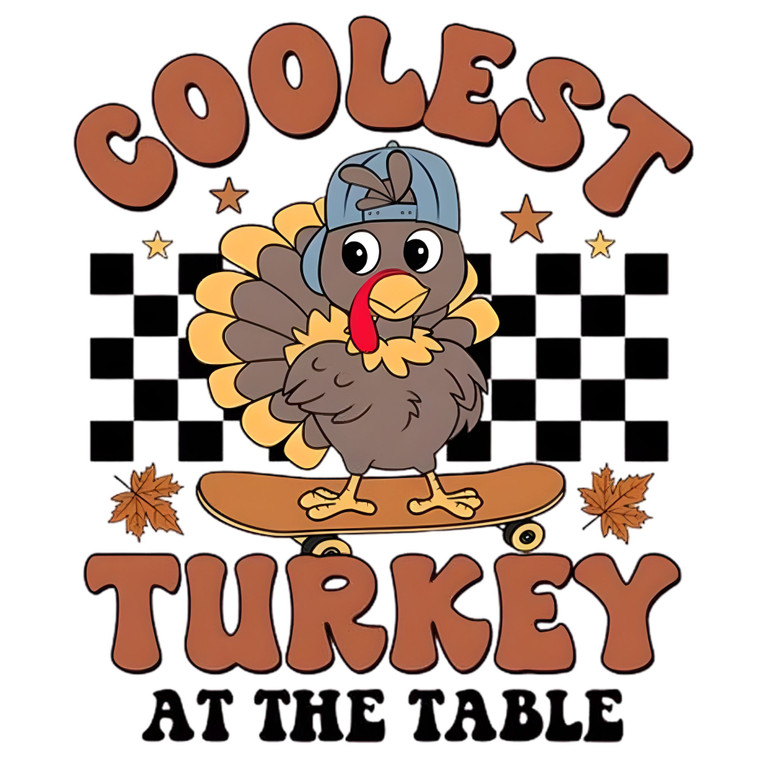 (2 Qty) Coolest Turkey At The Table DTF transfer