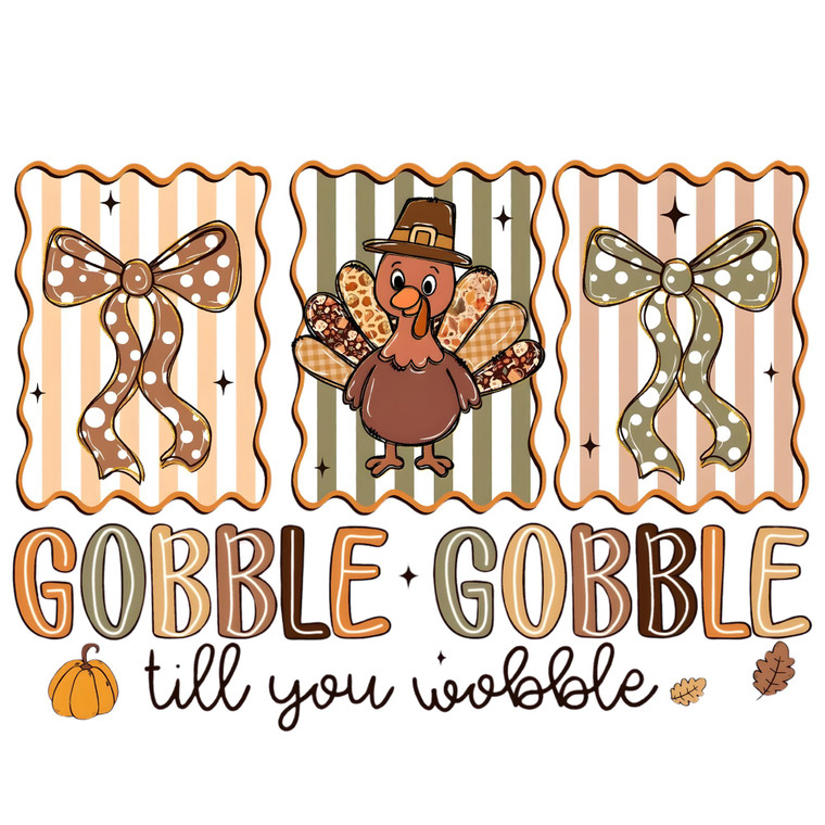 (2 Qty) Retro Gobble Till You Wobble DTF transfer