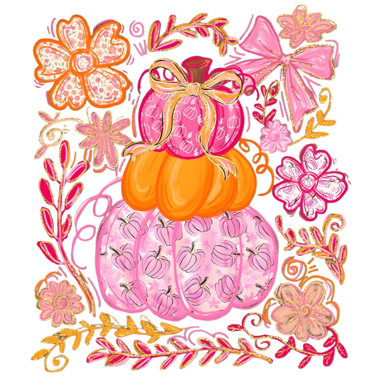 (2 Qty) Pink Pumpkin Orange Colour DTF transfer
