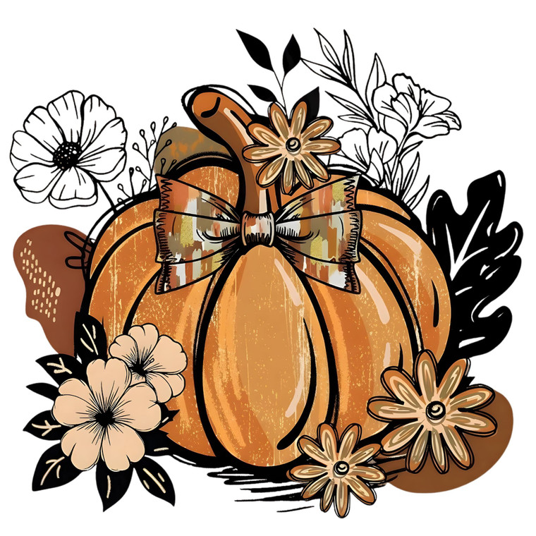 (2 Qty) Black Pumpkin Orange Colour DTF transfer