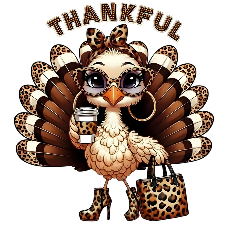 (2 Qty) Thankful Beautiful Turkey DTF transfer