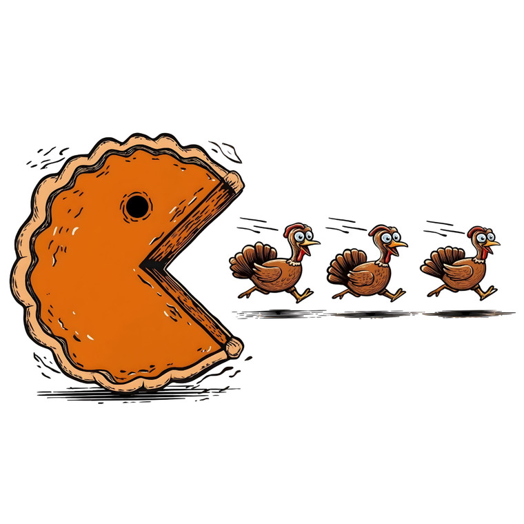 (2 Qty) Pie Eating Turkey DTF transfer