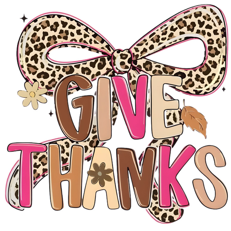 (2 Qty) Give Thanks Leopard Bow DTF transfer